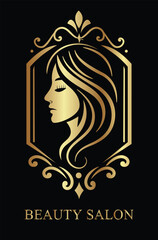 Beauty salon logo, female gold logo, minimalistic gold logo for a beauty salon. Vector illustration