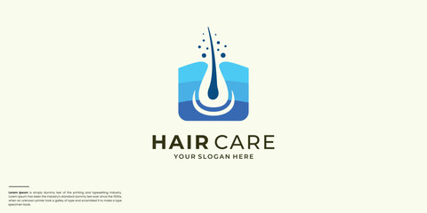 Fototapeta premium Hair growth logo design with creative drip concept.