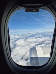 Fototapeta premium Beautiful mountain view from a plane in winter