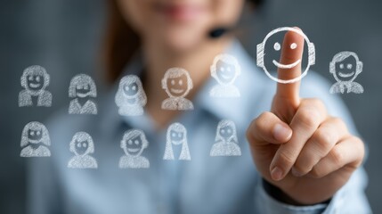 Customer service excellence concept, represented visually with satisfied clients, positive feedback, and success stories that reflect the effectiveness of service support