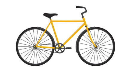 Fototapeta premium Yellow Bicycle Side View with Black Wheels Isolated on White Background for Transportation Concept