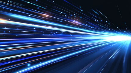 Fototapeta premium Abstract blue white speed lines on dark background