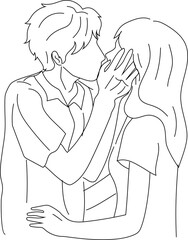 Forehead Kiss Between Lovers — Minimal Romantic Scene