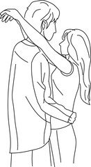 Passionate Hug in Romantic Relationship Concept Line Art