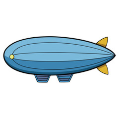 Cartoon Blimp Illustration Blue Airship Vehicle Vintage Style Transportation Concept