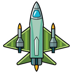 Obraz premium Cartoon Fighter Jet Armed With Missiles Vector Illustration On White Background