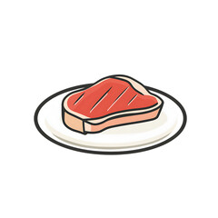 Steak on a Plate, Simple Line Art, Clean Background