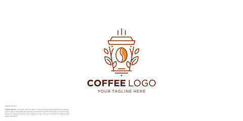 minimalist coffee logo with linear style concept logo.