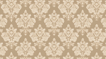 Seamless vintage floral damask pattern with antique brown tones