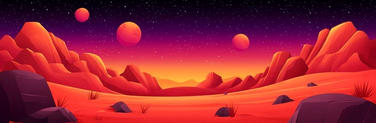 Fototapete The background features a seamless blend of vibrant and futuristic elements, including surreal landscapes and alien components, suited for use in sci-fi and fantasy designs © Julia
