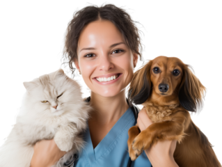Free photo a veterinary with dog and cat