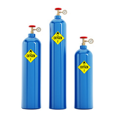 Oxygen tanks isolated on transparent background. 3D illustration