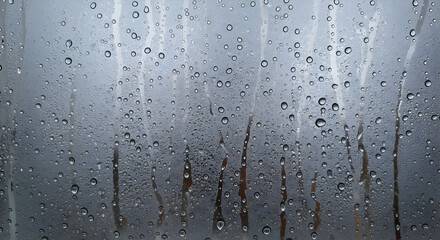 Rainy Day Window Glass With Droplets Water Texture Background