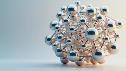 Complex metallic structure displayed against a soft gradient background emphasizing its intricate design and reflections