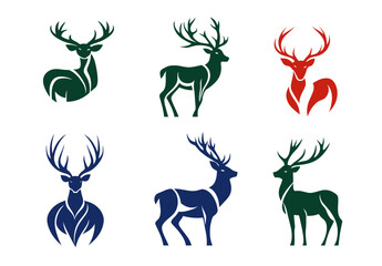 Contemporary Colorful Geometric Reindeer Minimalist Wildlife Design