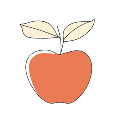 Fototapeta premium This artwork features a minimalist apple made from a single continuous line, emphasizing its iconic shape and incorporating a subtle leaf on top, reflecting the simplicity of its design
