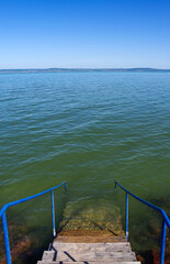 Beautiful scenic landscape of lake Balaton in summer, Hungary, Europe