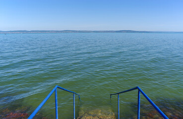 Beautiful scenic landscape of lake Balaton in summer, Hungary, Europe