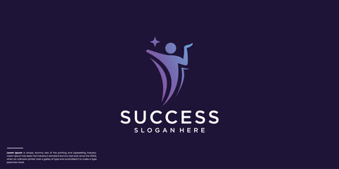 creative people success logo and reaching star with gradient color branding.