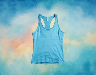 Bright blue women's tank top against a pastel background, perfect for summer activities.