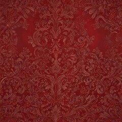 Deep crimson damask, opulent swirls & intricate detailing,  scarlet,  decor,  texture