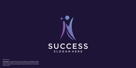 simple and modern logo success people leadership and gradient color brand.