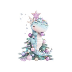 Adorable Baby Dragon as a Christmas Tree Decoration - 3D Render