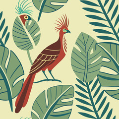 Seamless Floral Bird Pattern Nature Inspired Design Background 
