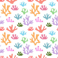 Colorful coral seamless pattern on white background