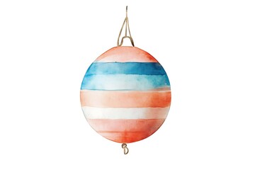 Obraz premium Watercolor Christmas ball with blue and red stripes
