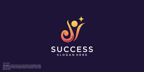 simple and modern logo success people leadership and gradient color brand.