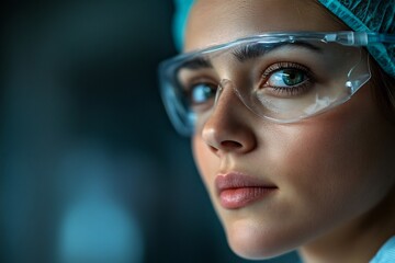 female scientist in cleanroom using modern tech tools