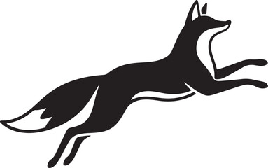 Black feline fox silhouette vector illustration depicts a running mammal