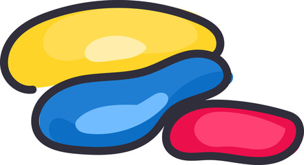 Hand-drawn art supply icon with colorful drawing and painting tools for creative design