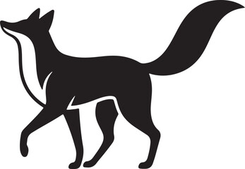 Black feline fox silhouette vector illustration depicts a running mammal