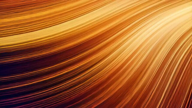 Dynamic amber and copper wave lines pulsate across a minimal dark backdrop, creating a fluid and modern abstract visual with strobe-like transitions and soft 3D contour depth
