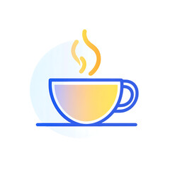 Simple Coffee Cup Icon with Steam, Minimal Line Design, Clean Flat Style