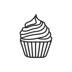 Cupcake with Frosting, Simple Flat Design, Clear Background