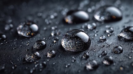Close-up of water drops on a dark surface, each one silently carrying PFAS chemicals, a reminder of the environmental and health risks posed by forever chemicals