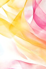 Flowing pink and yellow fabric on white background