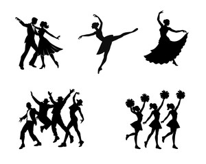 Silhouettes of Diverse Dance Styles in Motion