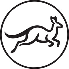 Black silhouette vector illustration of a wild kangaroo animal with a tail, isolated on white