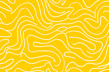 Abstract seamless pattern vector illustration showcases a golden wave design with floral and swirl art on a yellow fabric texture