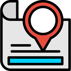 News Map Line Filled Icon
