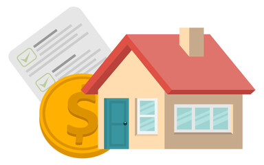 Real estate concept money buy contract document digital illustration