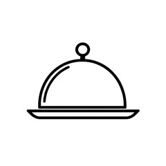 Obraz premium A closed cloche serving dish, minimalist black outline, transparent background