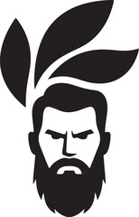 black and white face and tree logo vector