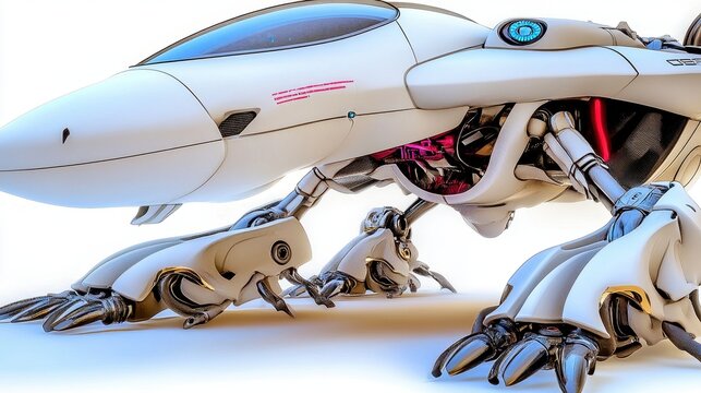 Futuristic robotic creature poised in an urban landscape, showcasing advanced technology