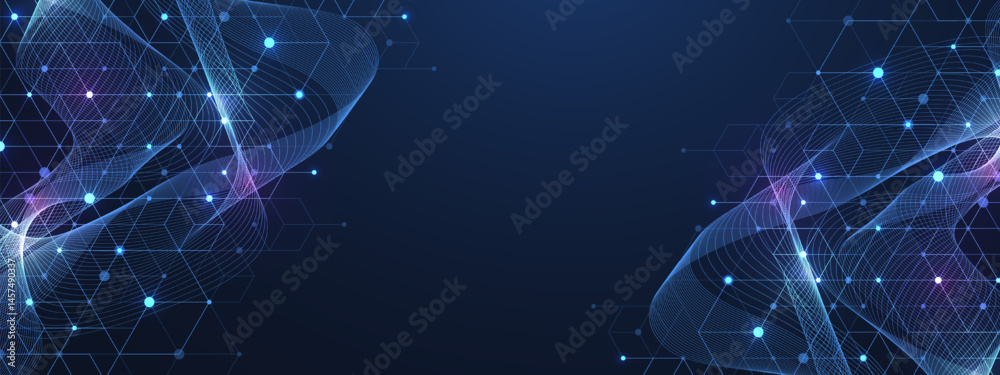 Fototapete Abstract digital blockchain cube blocks concept. 3D big data cubes quantum computer technology idea. Artificial intelligence data core cubes design element