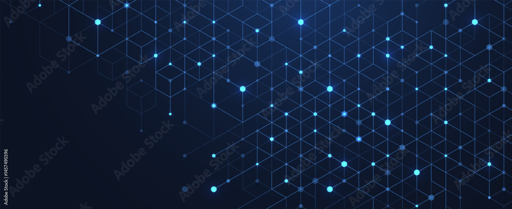 Fototapete Abstract digital blockchain cube blocks concept. 3D big data cubes quantum computer technology idea. Artificial intelligence data core cubes design element